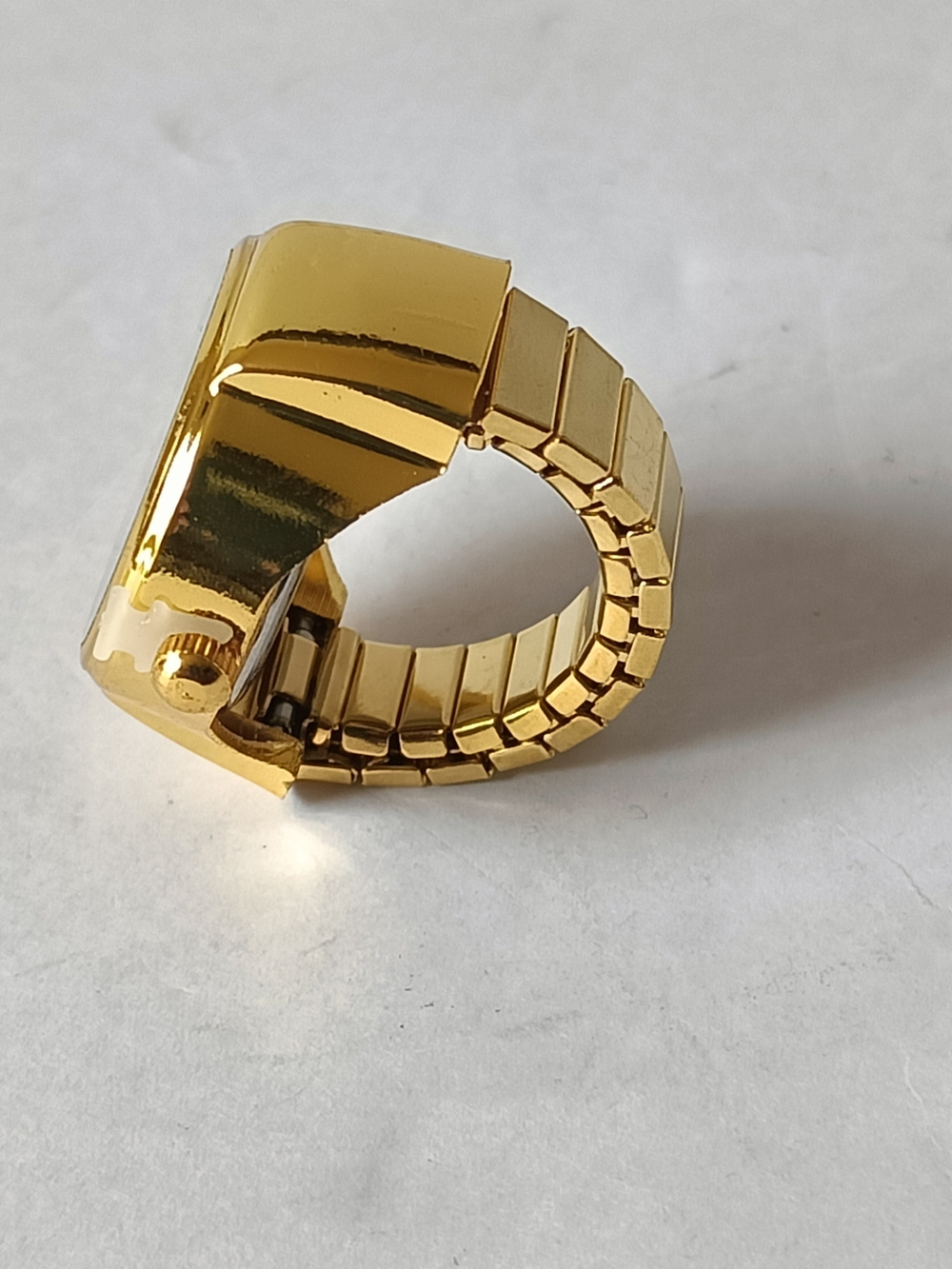 Gold Tone Green Dial Men's Ring Watch Stainless Steel Adjustable - Picture 4 of 6